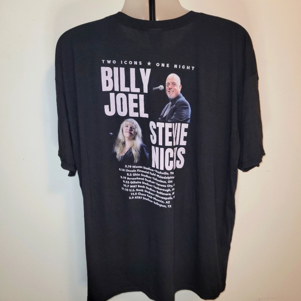 Vintage Billy Joel & Stevie Nicks two icons one night Rock Band T shirt size 2XL